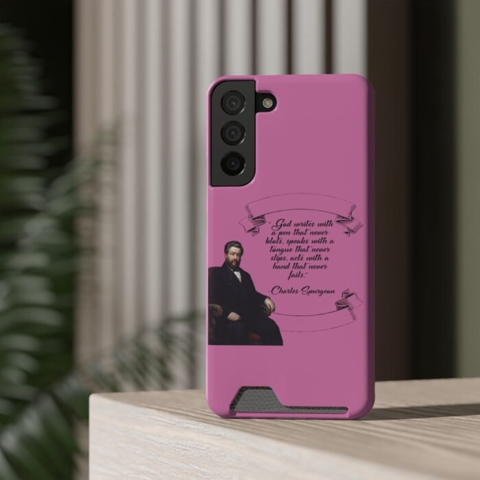 Spurgeon - God Writes with a Pen that Never Blots - Pink Samsung Galaxy S21- S22 Case with Card Holder 20