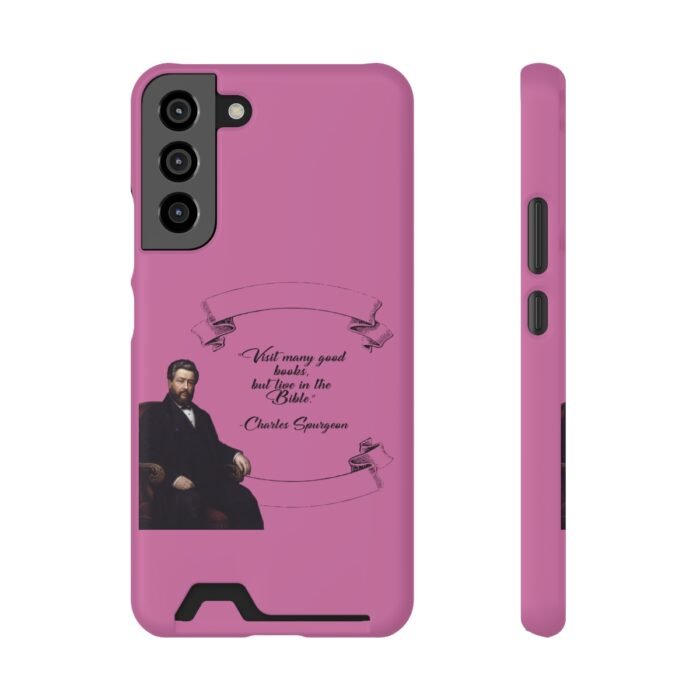 Spurgeon - Visit Many Good Books - Pink Samsung Galaxy S21- S22 Case with Card Holder 21