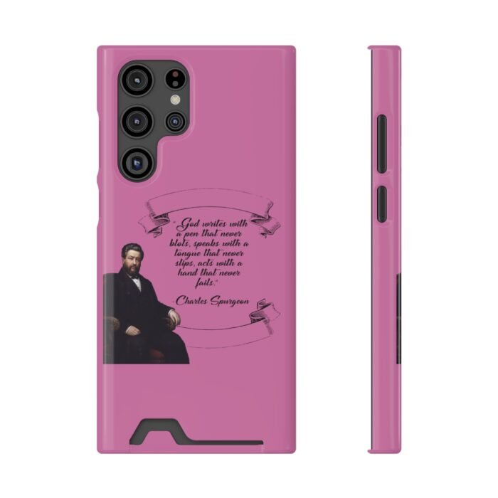 Spurgeon - God Writes with a Pen that Never Blots - Pink Samsung Galaxy S21- S22 Case with Card Holder 33