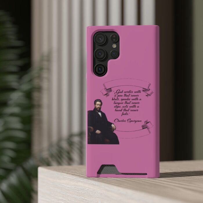 Spurgeon - God Writes with a Pen that Never Blots - Pink Samsung Galaxy S21- S22 Case with Card Holder 36