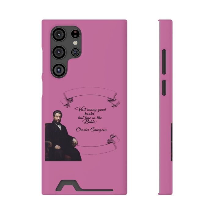 Spurgeon - Visit Many Good Books - Pink Samsung Galaxy S21- S22 Case with Card Holder 37