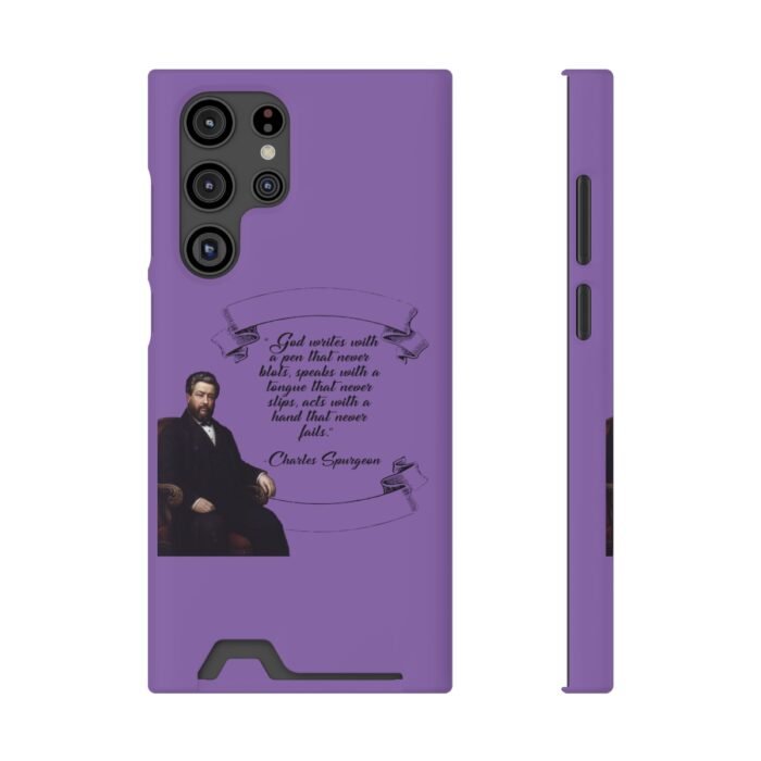Spurgeon - God Writes with a Pen that Never Blots - Purple Samsung Galaxy S21- S22 Case with Card Holder 37