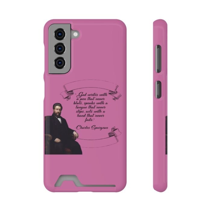 Spurgeon - God Writes with a Pen that Never Blots - Pink Samsung Galaxy S21- S22 Case with Card Holder 49