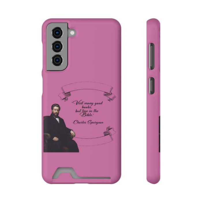 Spurgeon - Visit Many Good Books - Pink Samsung Galaxy S21- S22 Case with Card Holder 53