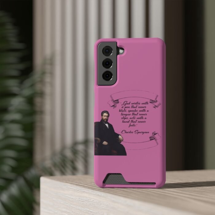 Spurgeon - God Writes with a Pen that Never Blots - Pink Samsung Galaxy S21- S22 Case with Card Holder 56