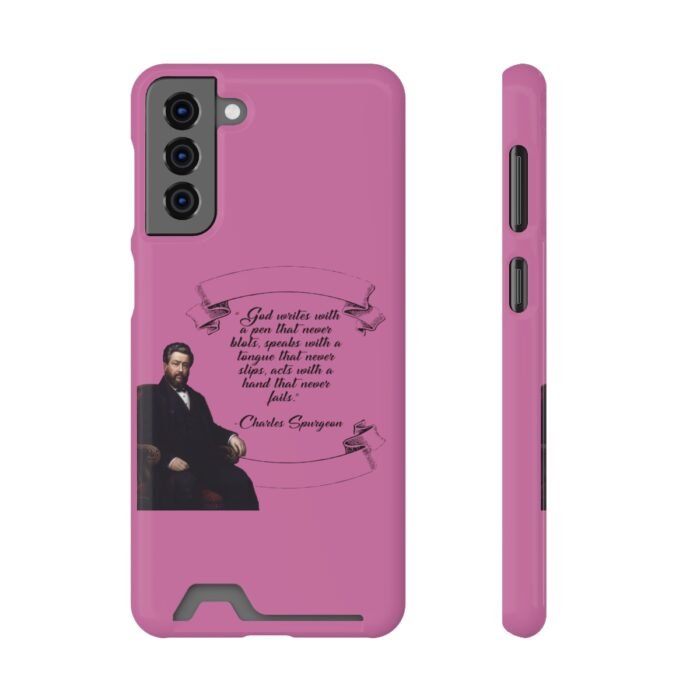 Spurgeon - God Writes with a Pen that Never Blots - Pink Samsung Galaxy S21- S22 Case with Card Holder 65