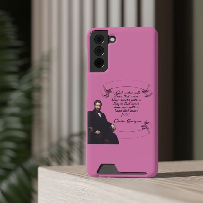Spurgeon - God Writes with a Pen that Never Blots - Pink Samsung Galaxy S21- S22 Case with Card Holder 68