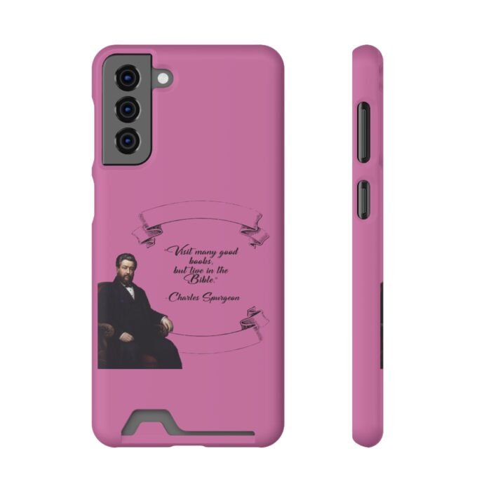 Spurgeon - Visit Many Good Books - Pink Samsung Galaxy S21- S22 Case with Card Holder 69