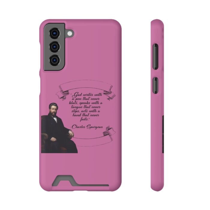 Spurgeon - God Writes with a Pen that Never Blots - Pink Samsung Galaxy S21- S22 Case with Card Holder 69
