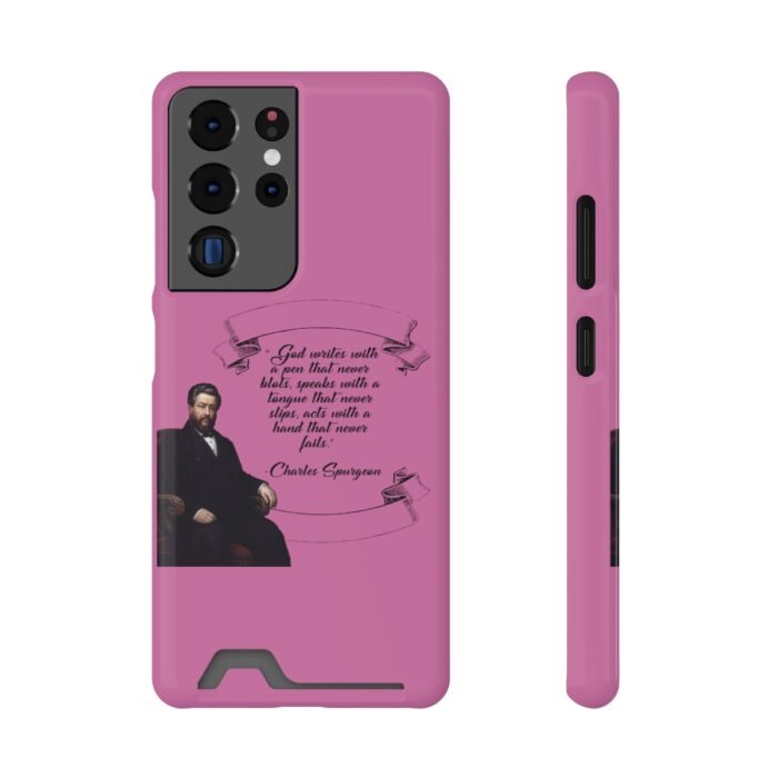 Spurgeon - God Writes with a Pen that Never Blots - Pink Samsung Galaxy S21- S22 Case with Card Holder 81