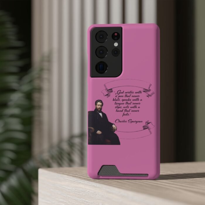 Spurgeon - God Writes with a Pen that Never Blots - Pink Samsung Galaxy S21- S22 Case with Card Holder 84