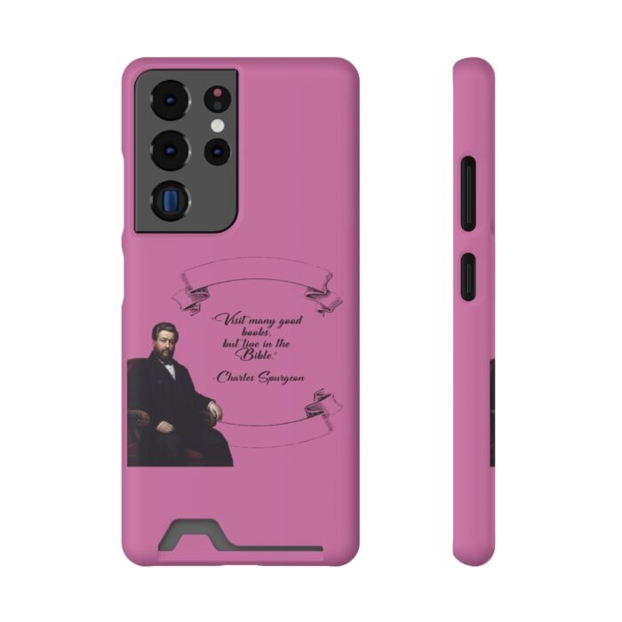 Spurgeon - Visit Many Good Books - Pink Samsung Galaxy S21- S22 Case with Card Holder 85