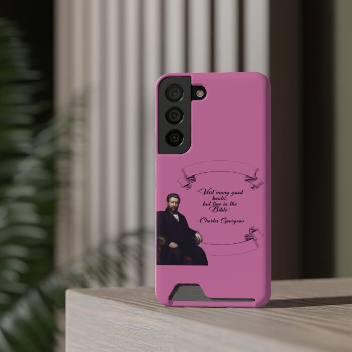 Spurgeon - Visit Many Good Books - Pink Samsung Galaxy S21- S22 Case with Card Holder 4