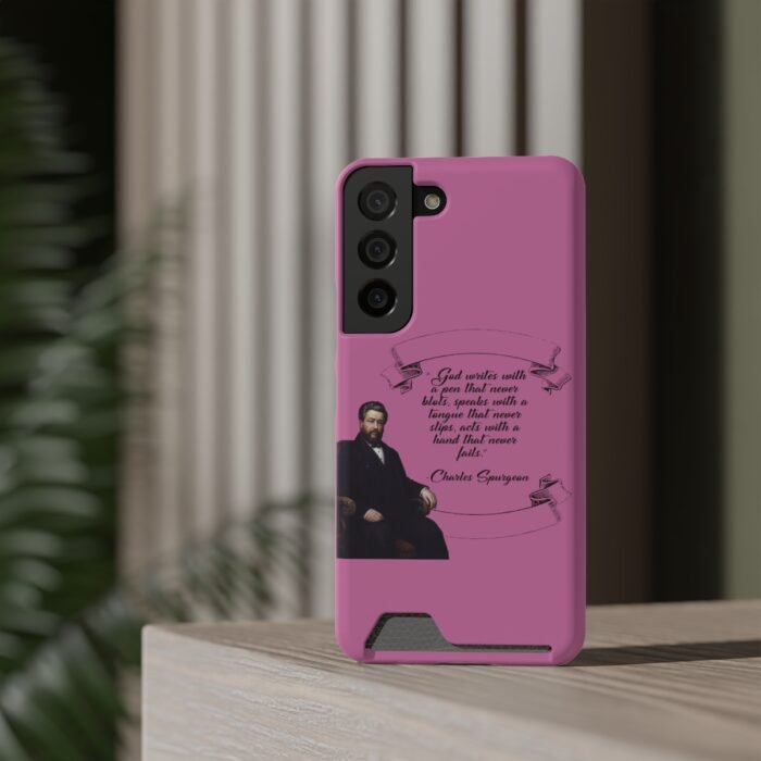 Spurgeon - God Writes with a Pen that Never Blots - Pink Samsung Galaxy S21- S22 Case with Card Holder 16