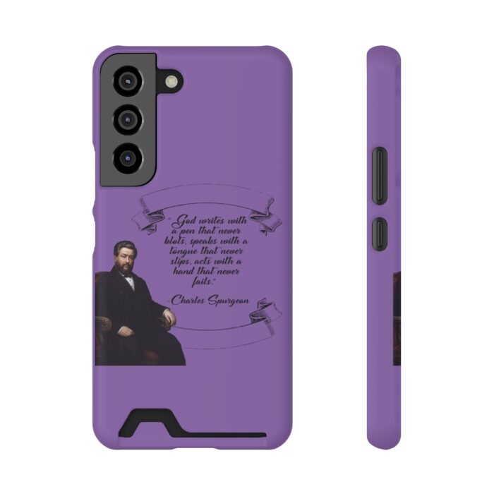 Spurgeon - God Writes with a Pen that Never Blots - Purple Samsung Galaxy S21- S22 Case with Card Holder 13