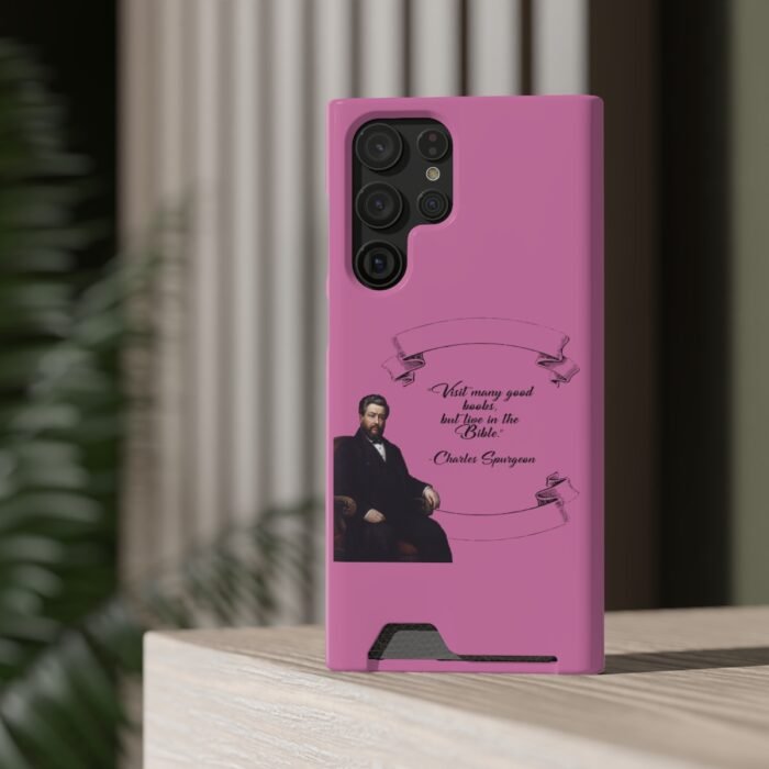 Spurgeon - Visit Many Good Books - Pink Samsung Galaxy S21- S22 Case with Card Holder 44