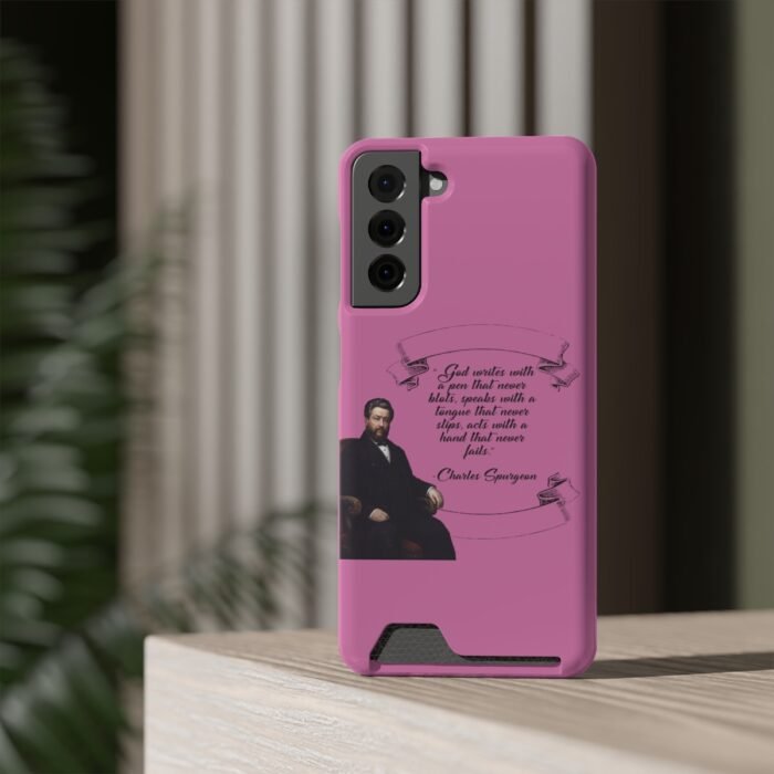 Spurgeon - God Writes with a Pen that Never Blots - Pink Samsung Galaxy S21- S22 Case with Card Holder 60