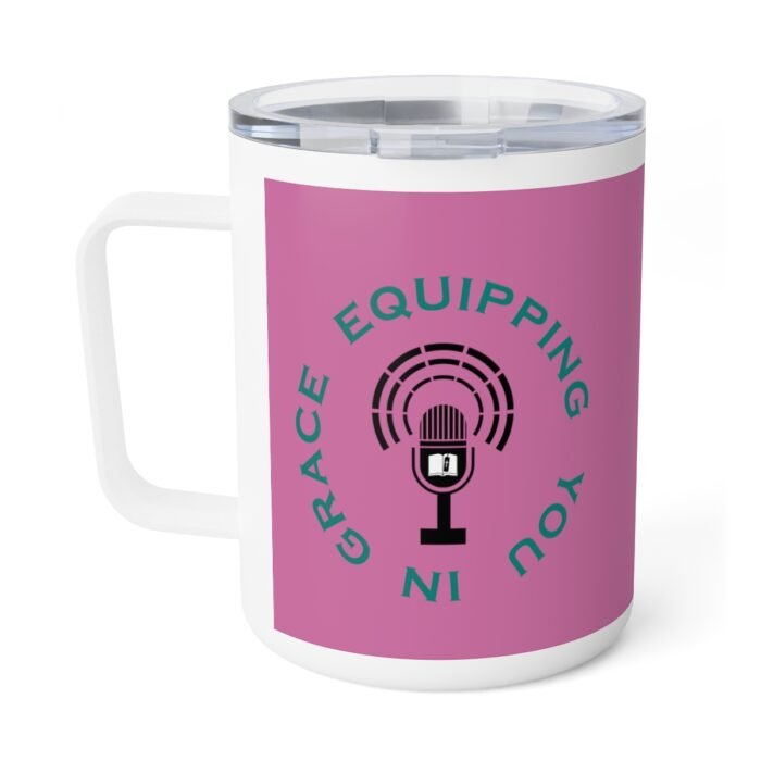 Equipping You in Grace - Pink - Insulated Coffee Mug, 10oz 1