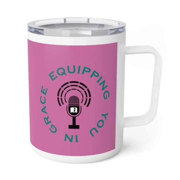 Equipping You in Grace - Pink - Insulated Coffee Mug, 10oz 4