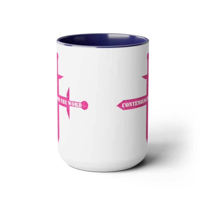 Contending for the Word - Hot Pink Glitter - Two-Tone Coffee Mugs, 15oz 10