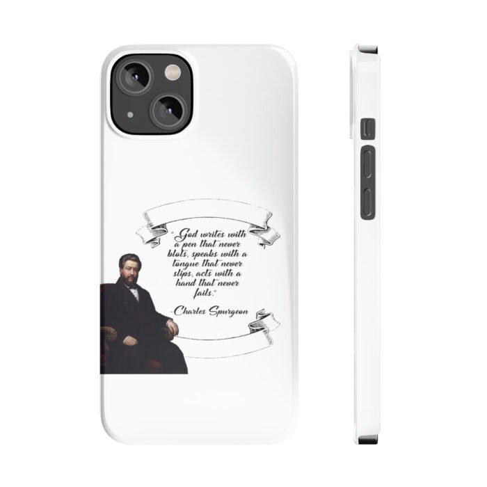 Spurgeon - God Writes with a Pen that Never Blots - White iPhone Slim Phone Case Options 1