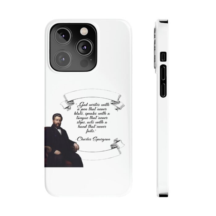 Spurgeon - God Writes with a Pen that Never Blots - White iPhone Slim Phone Case Options 32