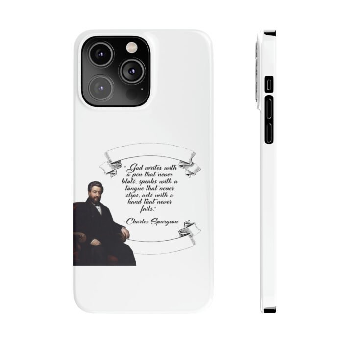 Spurgeon - God Writes with a Pen that Never Blots - White iPhone Slim Phone Case Options 34