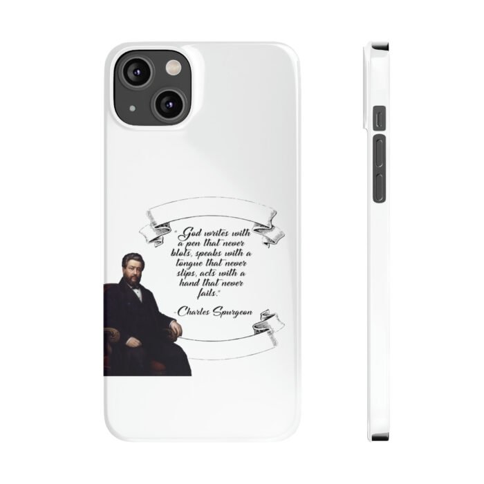 Spurgeon - God Writes with a Pen that Never Blots - White iPhone Slim Phone Case Options 33